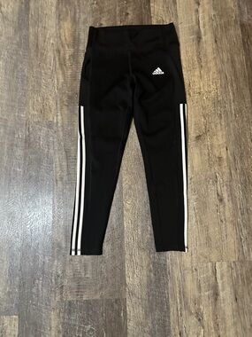 Adidas Black Leggings with White Side Stripes